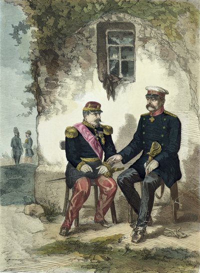 Meeting Between Otto von Bismarck (1815-98) and Napoleon III (1808-73) at Donchery, 2nd September 1870 by German School